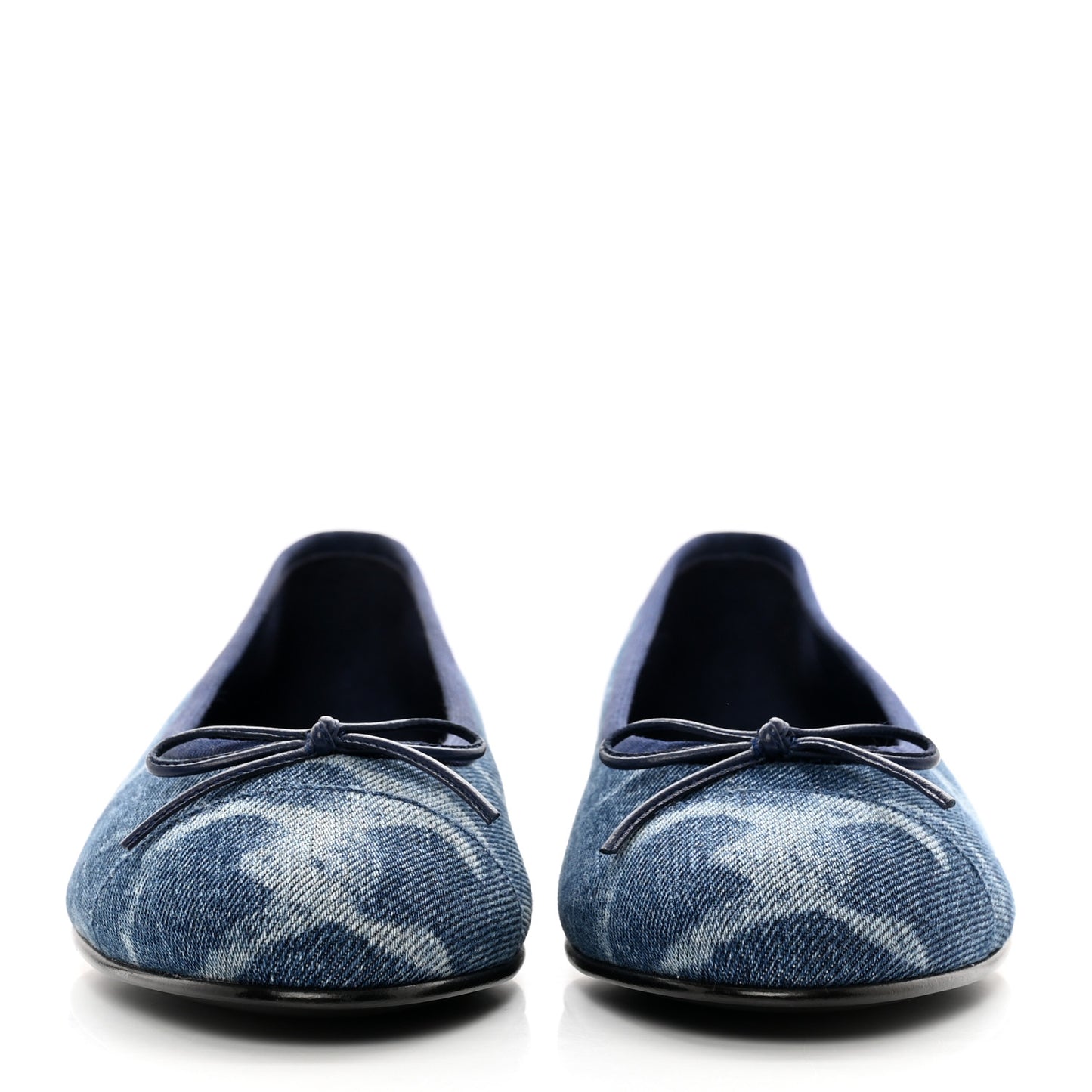 Denim Printed CC Cap Toe Ballerina Flats 38 Light Blue White