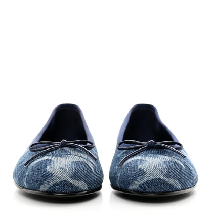 Chanel Denim Printed CC Cap Toe Ballerina Flats 38 Light Blue White 2 of 9
