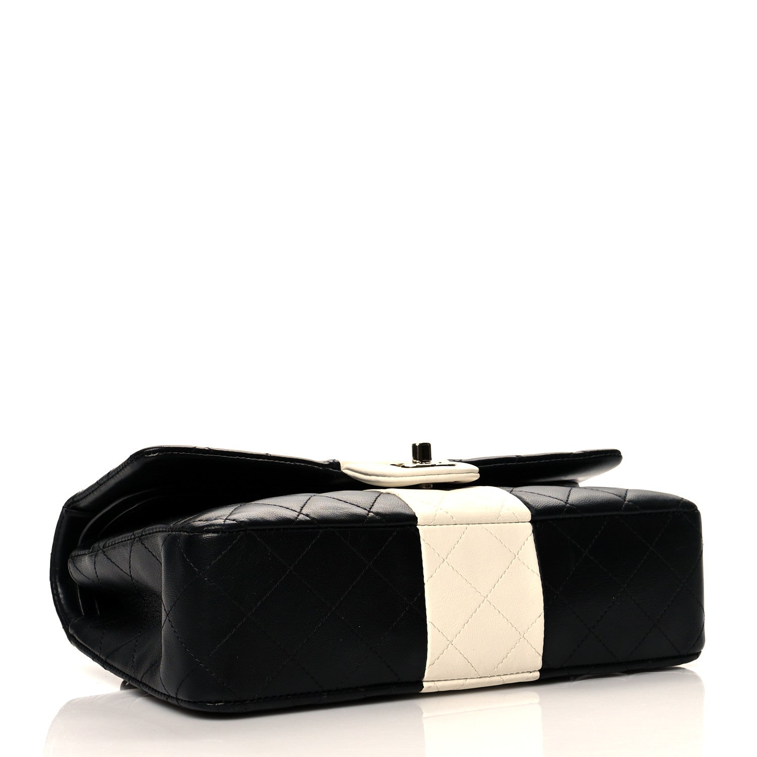 Chanel Lambskin Quilted Medium Double Flap Black White 4 of 10