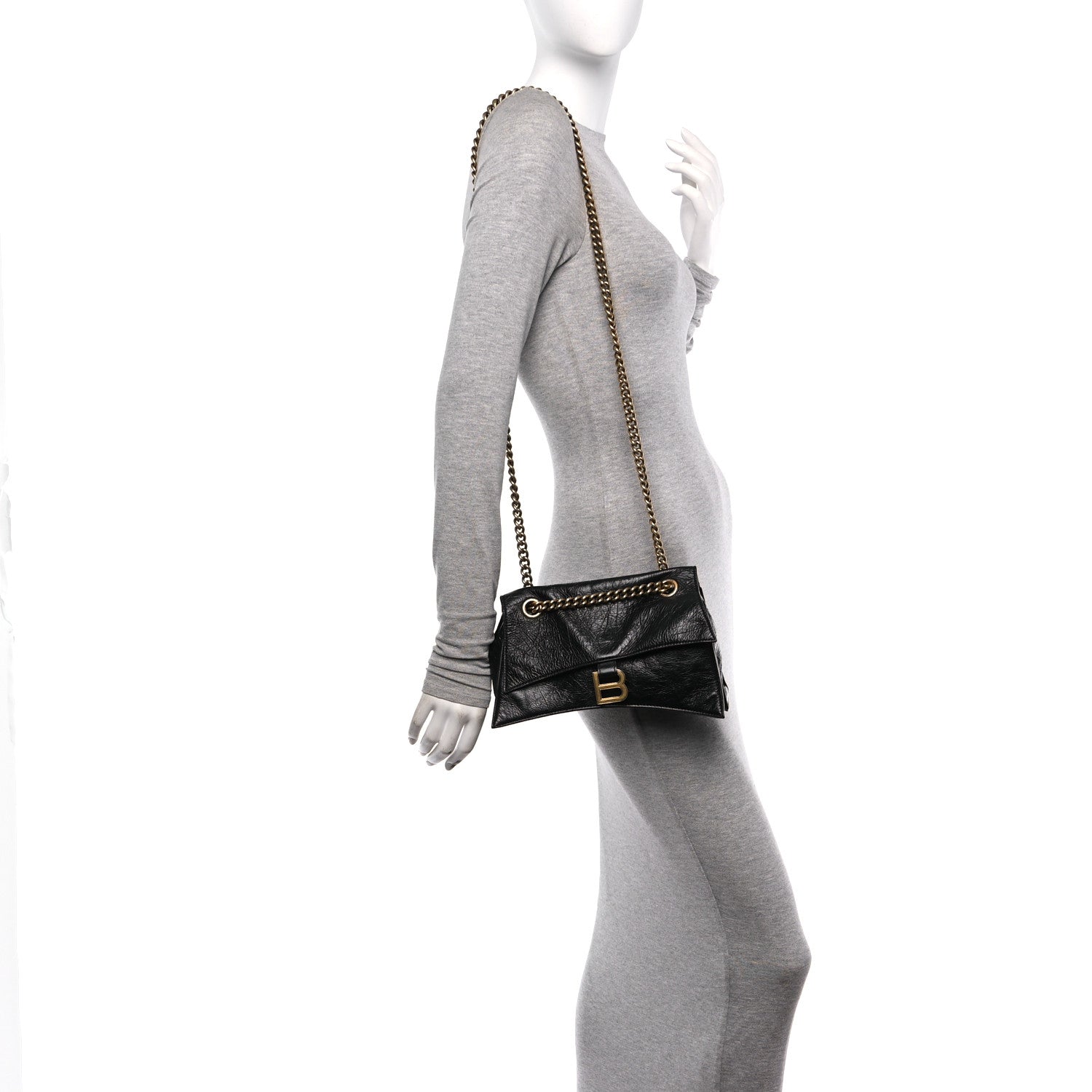 Balenciaga Crushed Calfskin Quilted Aged Gold Hardware Small Crush Chain Bag Black 2 of 10