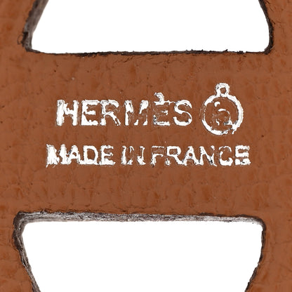 Hermes Togo Chevre Maillons Enchaines Shoe Accessory Beige Marfa Gold 3 of 5