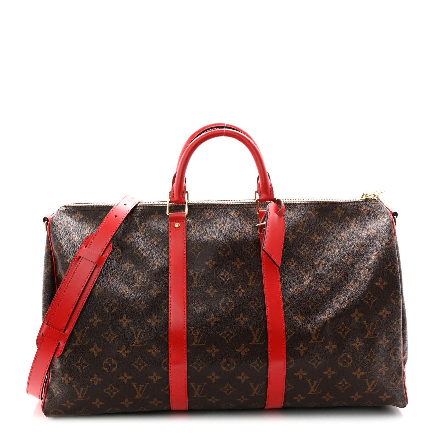 Louis Vuitton Calfskin Monogram Keepall Bandouliere 50 Coquelicot 1 of 9