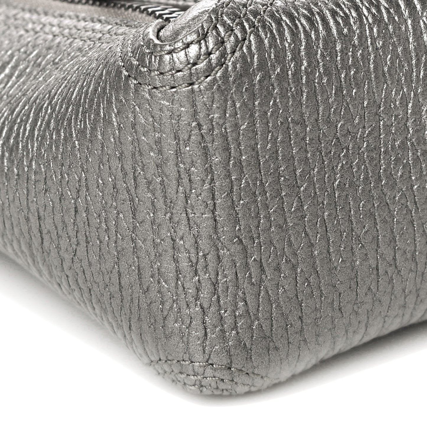 Metallic Textured Calfskin Mini Pashli Satchel Silver