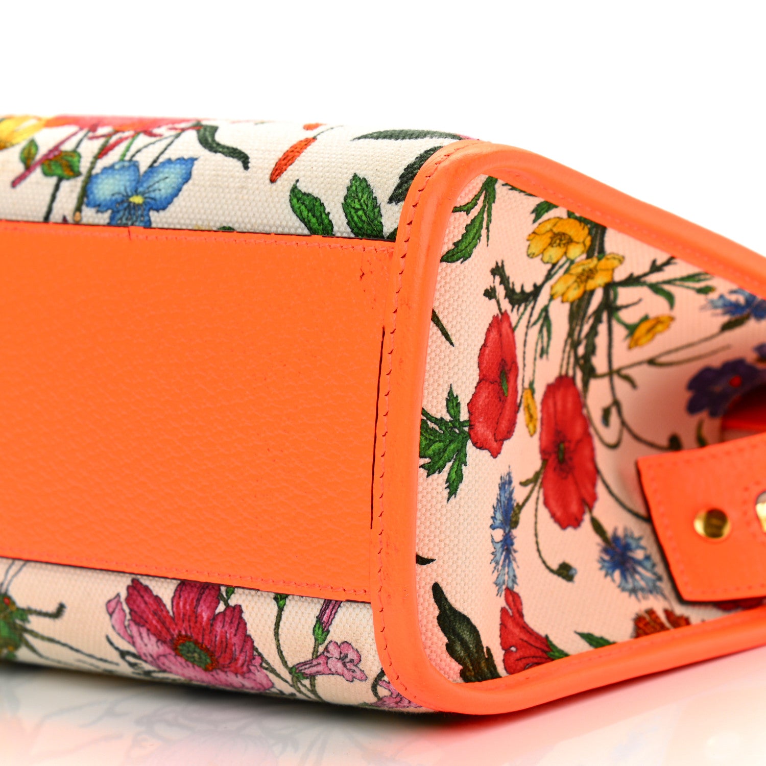 Gucci Canvas Medium Flora Tote White Multicolor Orange Fluo 10 of 14