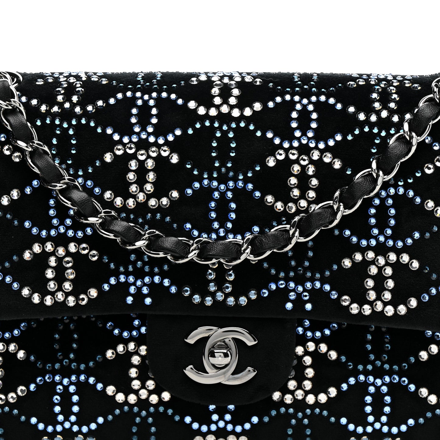 Velvet Crystal Medium Double Flap Black