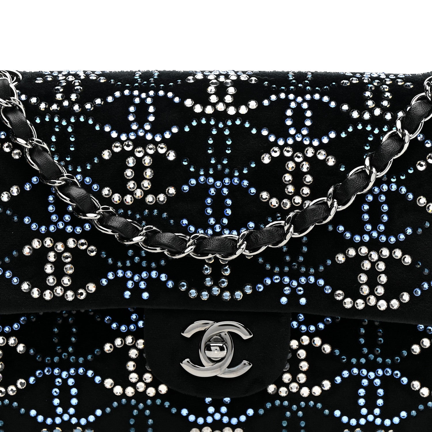 Chanel Velvet Crystal Medium Double Flap Black 8 of 14