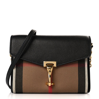 Burberry Derby Calfskin House Check Baby Macken Crossbody Bag Black 1 of 8