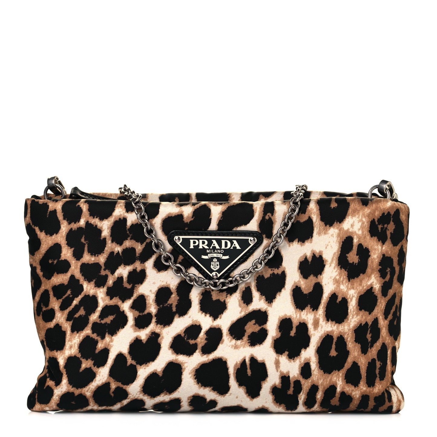 Tessuto Soft Nylon Leopard Print Crossbody Avorio