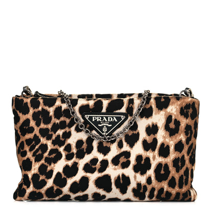 Prada Tessuto Soft Nylon Leopard Print Crossbody Avorio 1 of 6