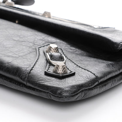 Balenciaga Agneau Giant 12 Silver Hardware Envelope Clutch Black 8 of 9