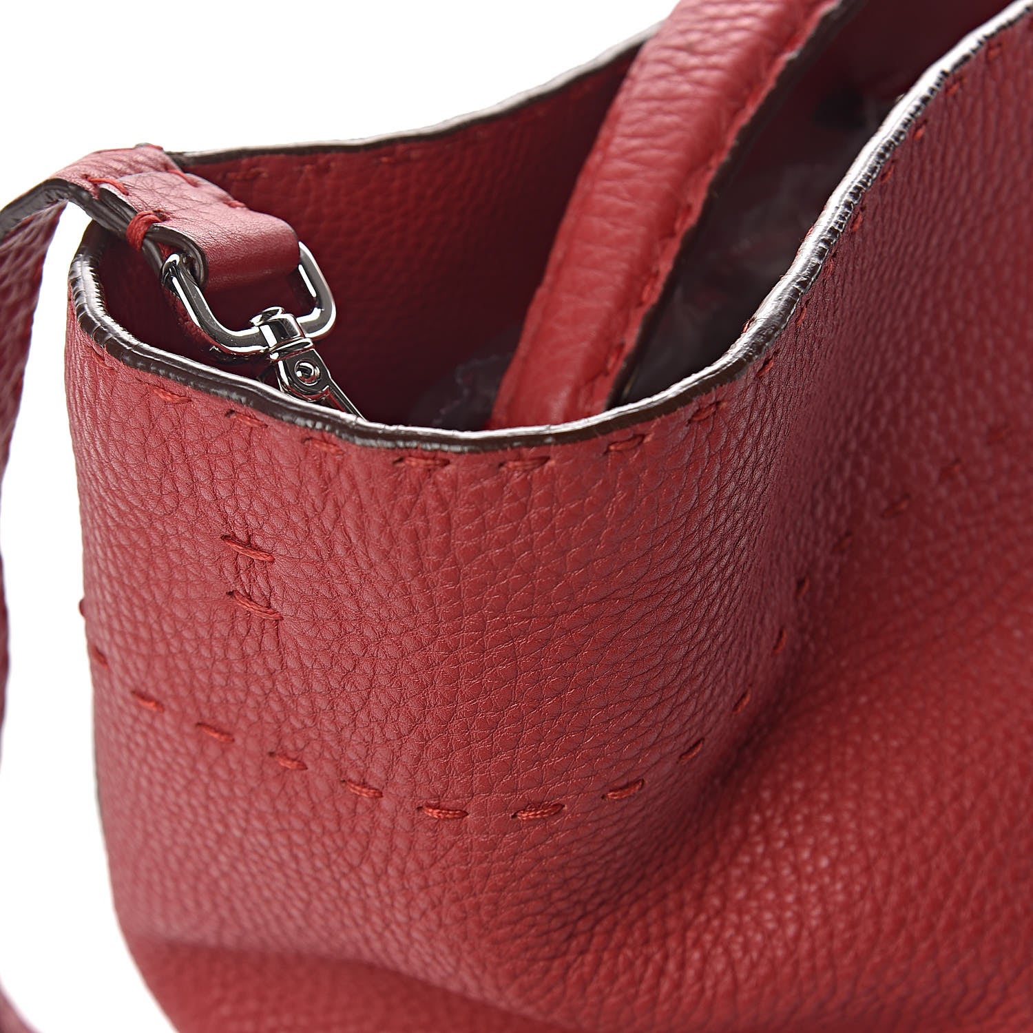 Fendi Cuoio Romano Selleria Large Anna Bucket Bag Rosso 12 of 14