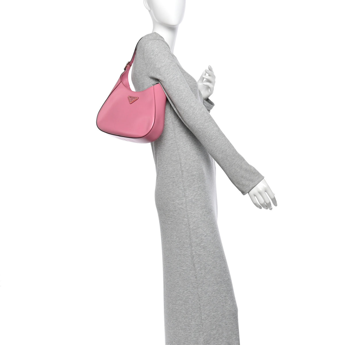 Prada Brushed Calfskin Cleo Adjustable Strap Shoulder Bag Pink 2 of 10