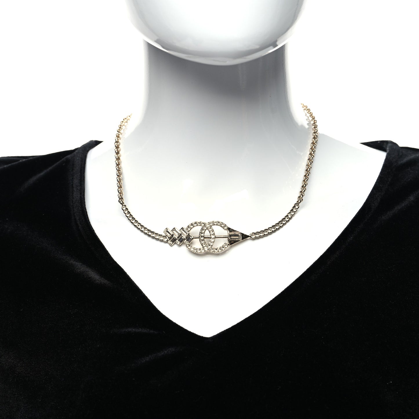 Crystal CC Arrow Necklace Gold