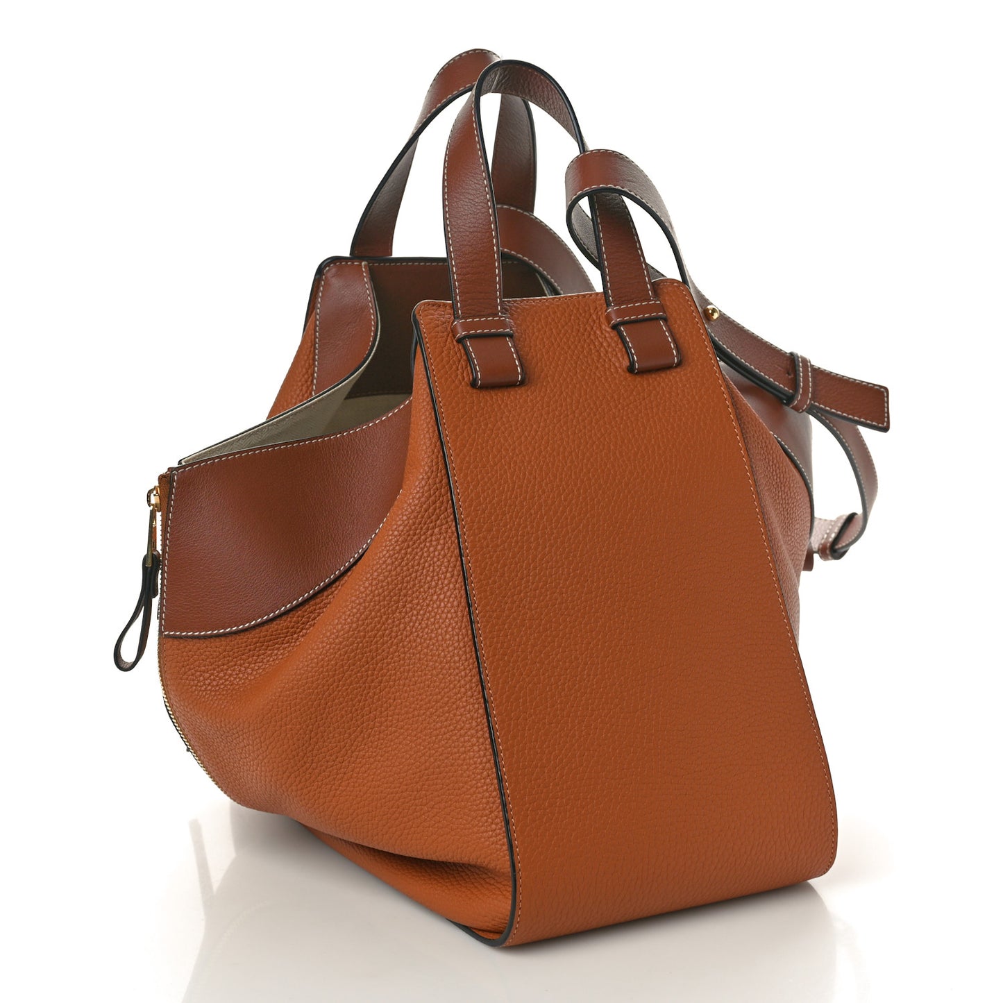 Grained Calfskin Medium Hammock Shoulder Bag Tan