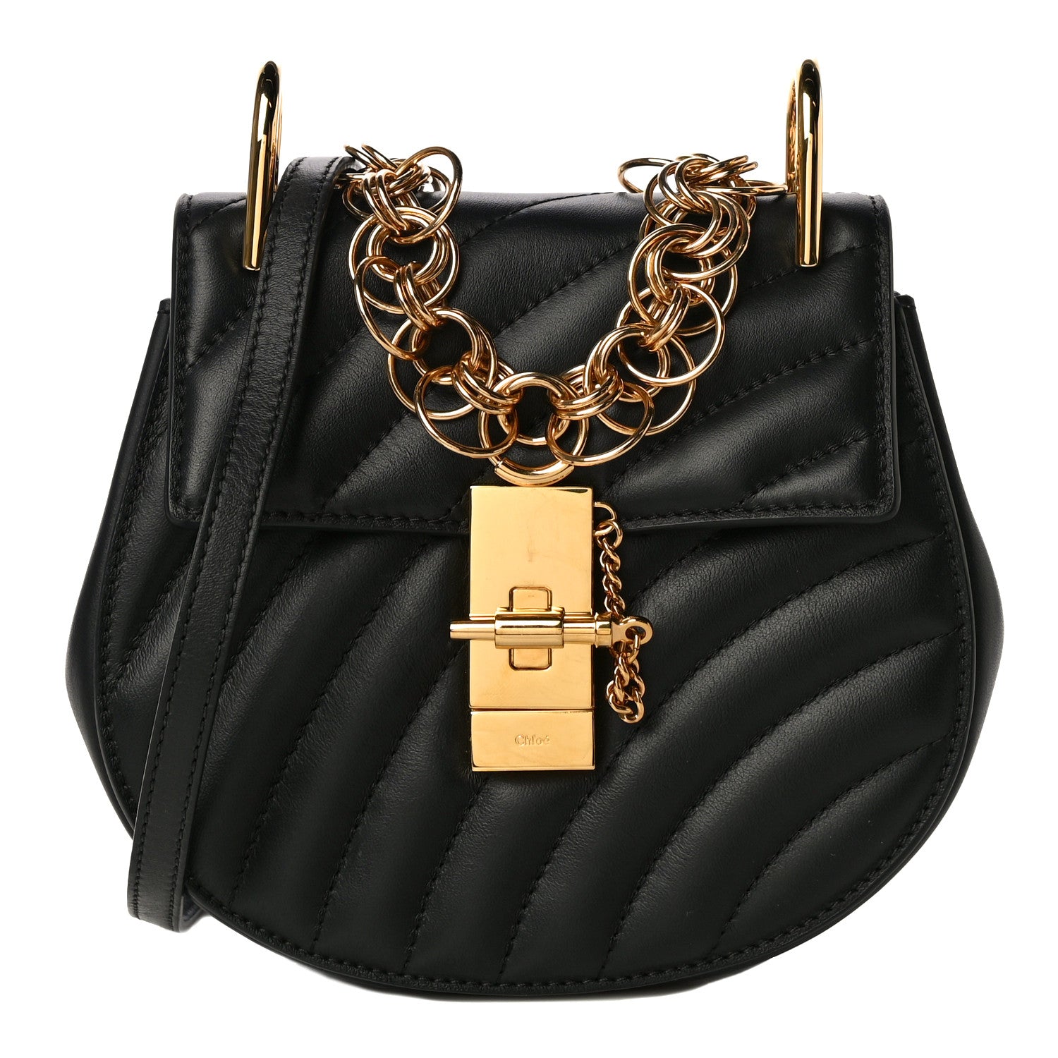 Chloe Calfskin Quilted Mini Drew Bijou Shoulder Bag Black 1 of 11