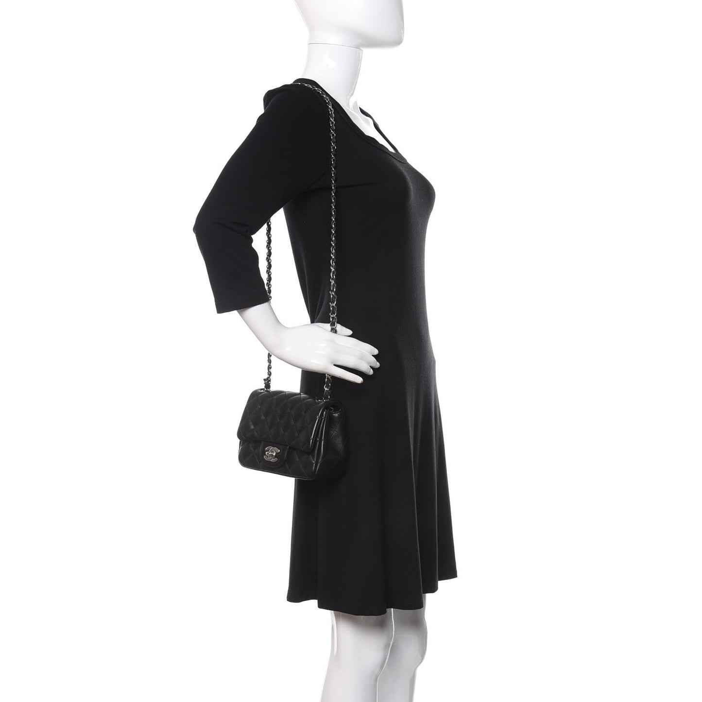 Lambskin Quilted Mini Square Flap Black