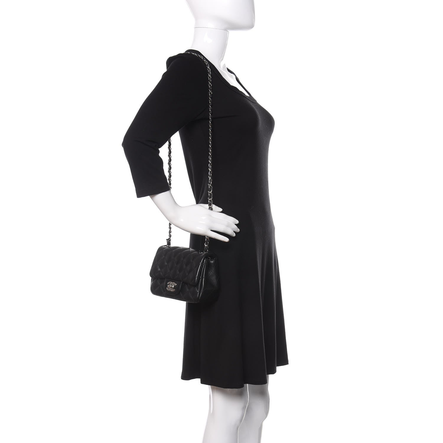 Chanel Lambskin Quilted Mini Square Flap Black 2 of 10