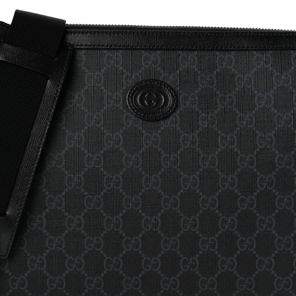Gucci GG Supreme Monogram Azalea Calfskin Retro Interlocking G Wristlet Messenger Bag Black 8 of 10