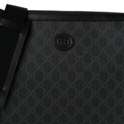Gucci GG Supreme Monogram Azalea Calfskin Retro Interlocking G Wristlet Messenger Bag Black 8 of 10