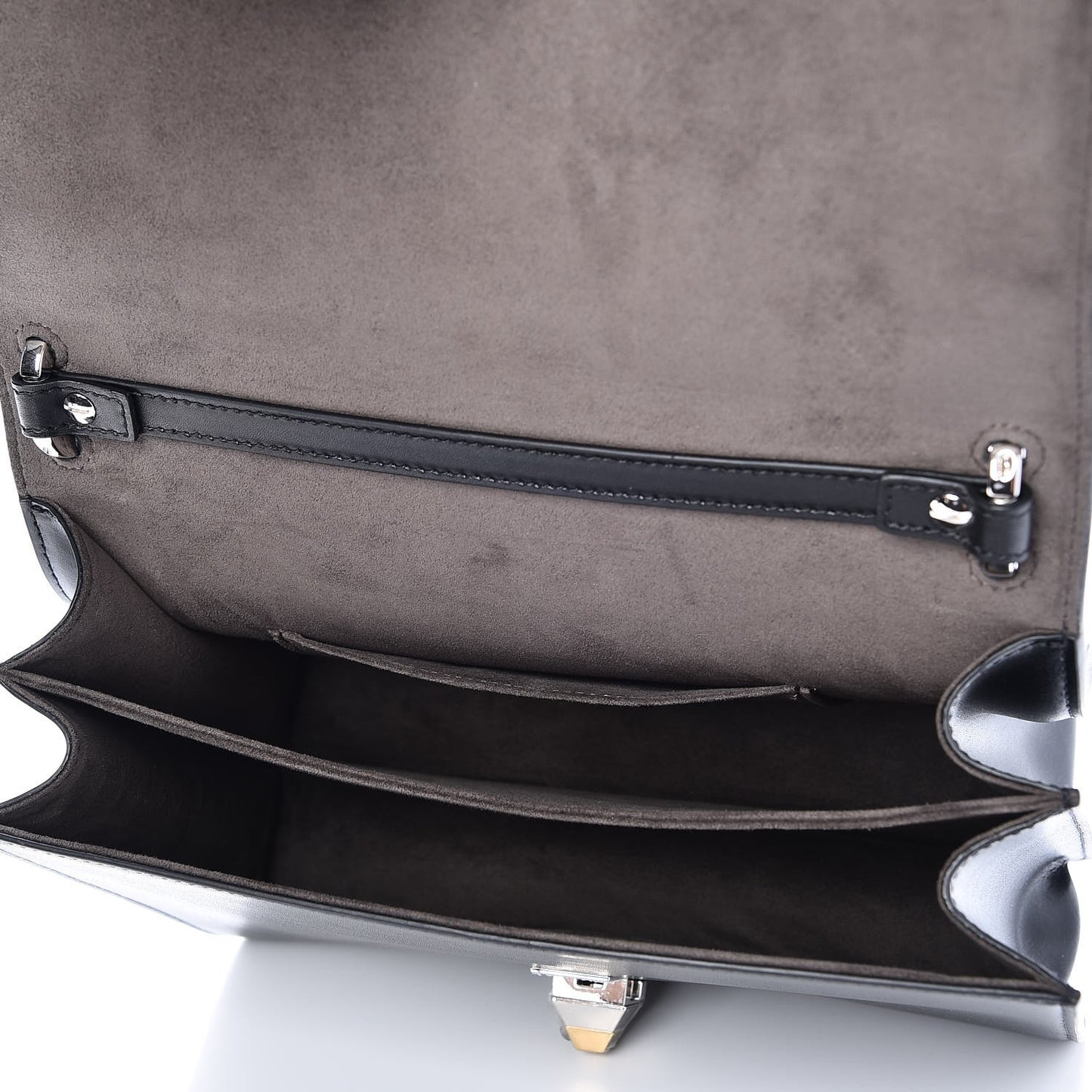 Vitello Liberty Lucido Metal Monster Eyes Studded Kan I Shoulder Bag Black