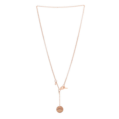 Hermes 18K Rose Gold Diamond PM Ex-Libris Pendant Necklace 3 of 5
