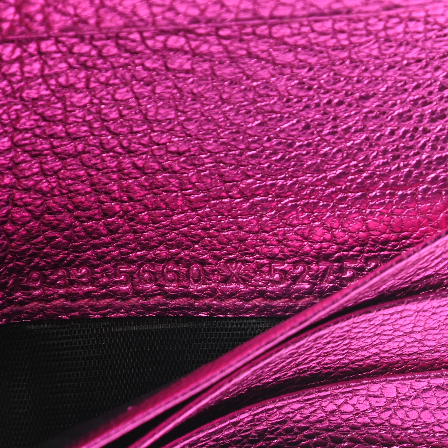 Metallic Goatskin Logo Everyday Multi Zip Wallet Rose Fuchsia Black