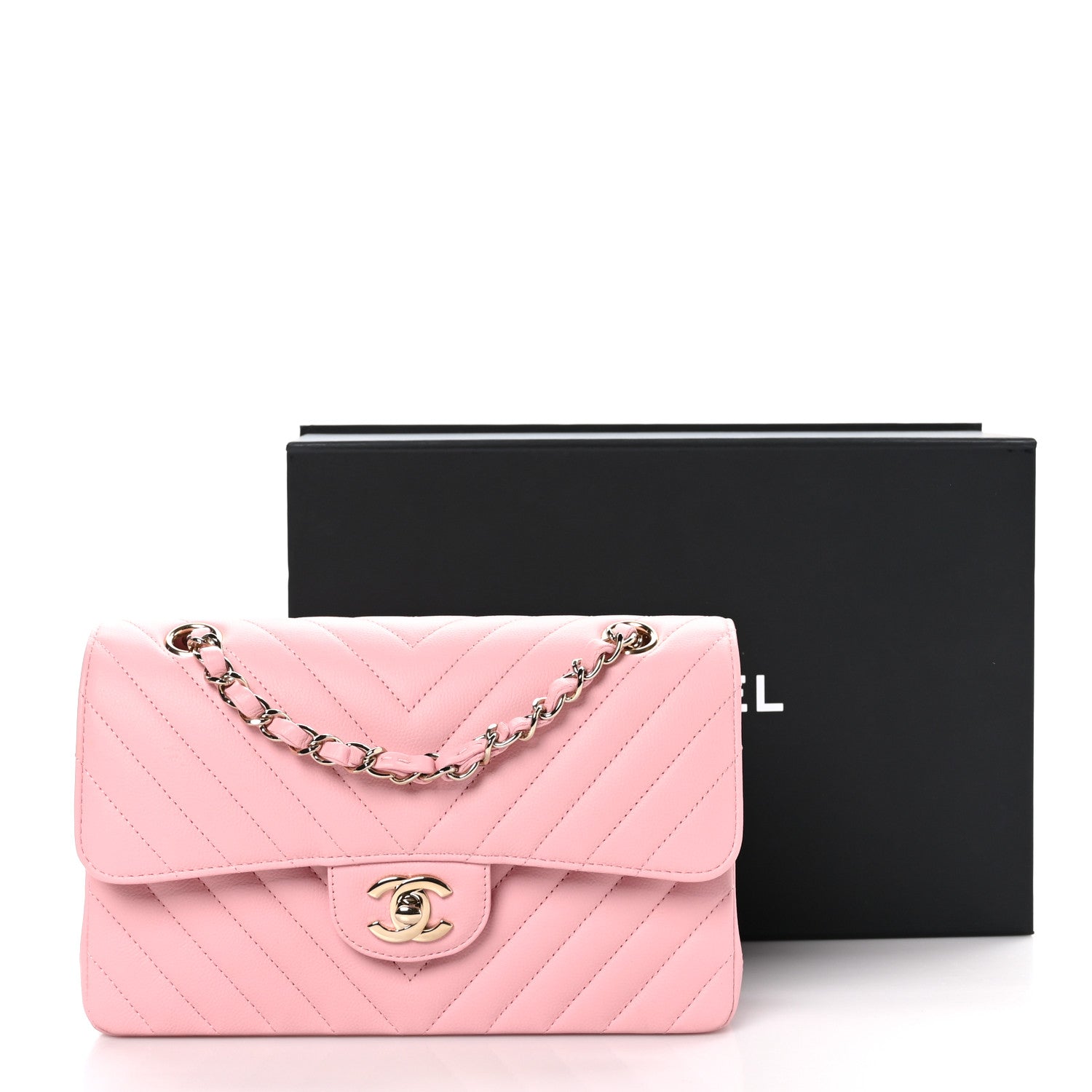 Chanel Caviar Chevron Quilted Small Double Flap Pink 11 of 11