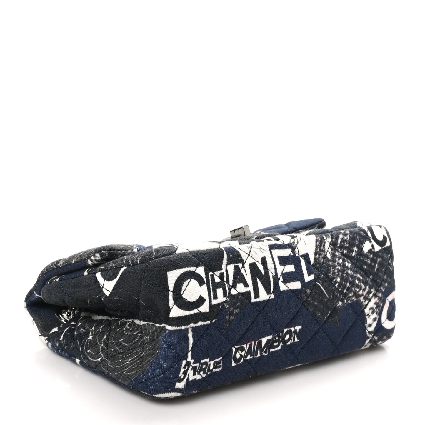 Jersey Quilted Camellia 2.55 Reissue Mini Flap Black Blue White