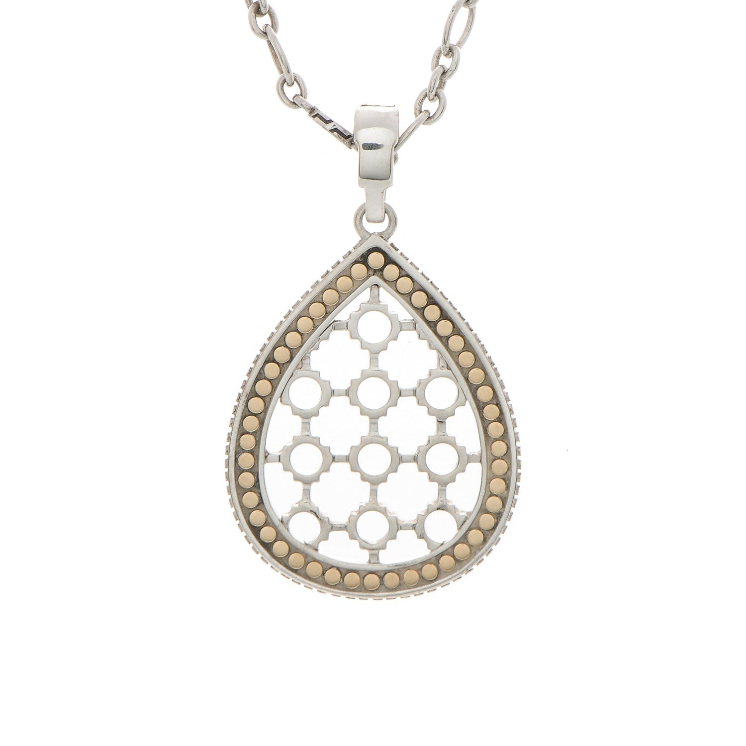 John Hardy Sterling Silver 18K Yellow Gold Dot Teardrop Pendant Necklace 4 of 6