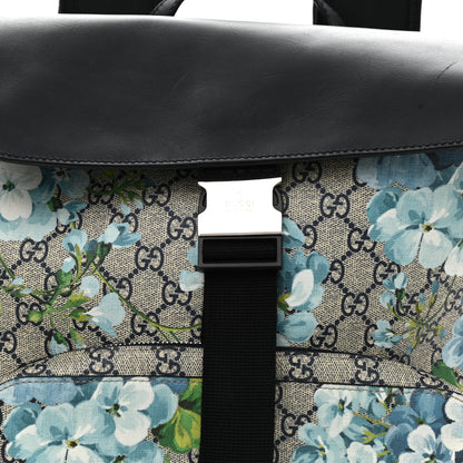 Gucci GG Supreme Monogram Blooms Medium Single Buckle Backpack Beige Blue Navy 8 of 11