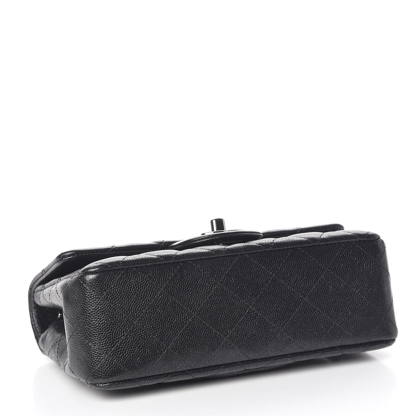 Iridescent Caviar Quilted Mini Rectangular Flap Black