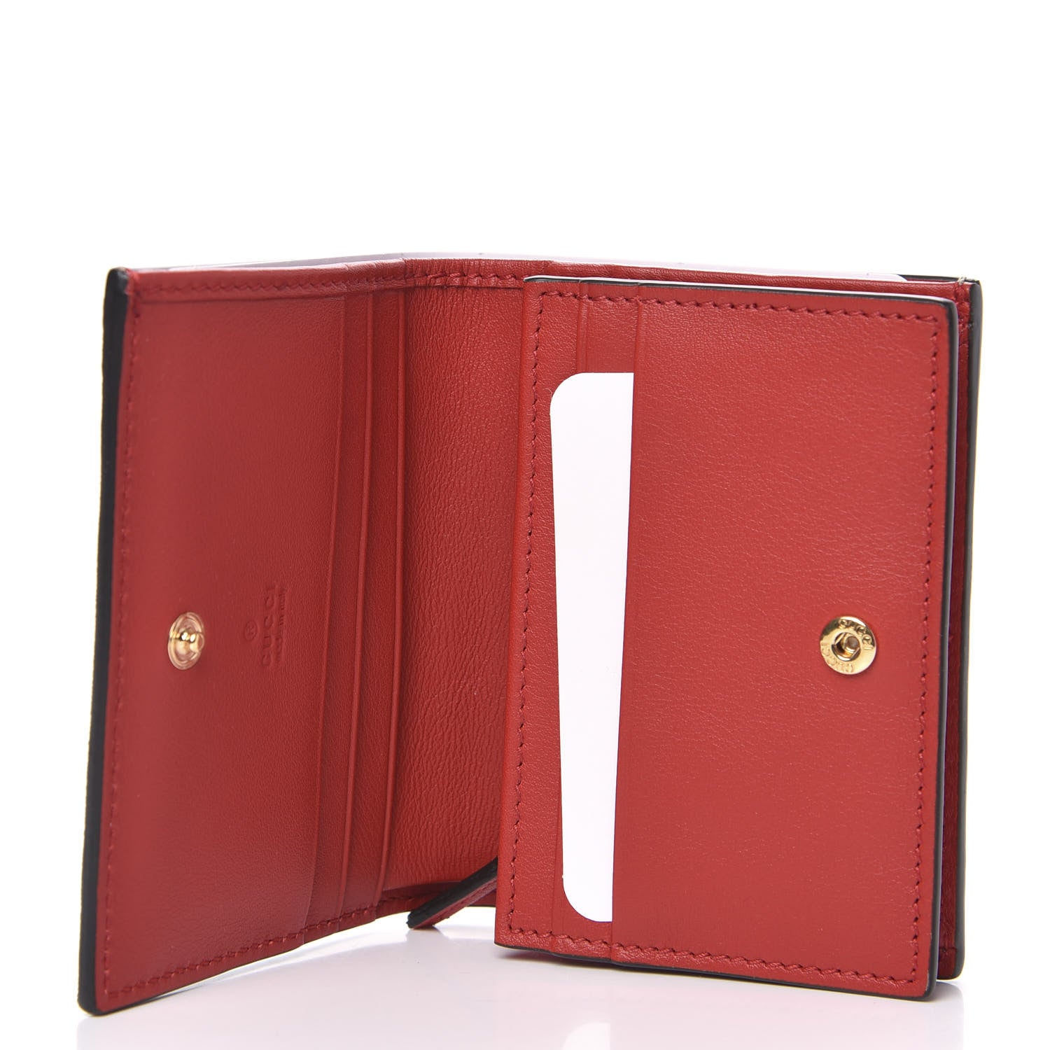 Gucci GG Supreme Monogram Apple Card Case Wallet Beige Multicolor Lobster Red 5 of 8