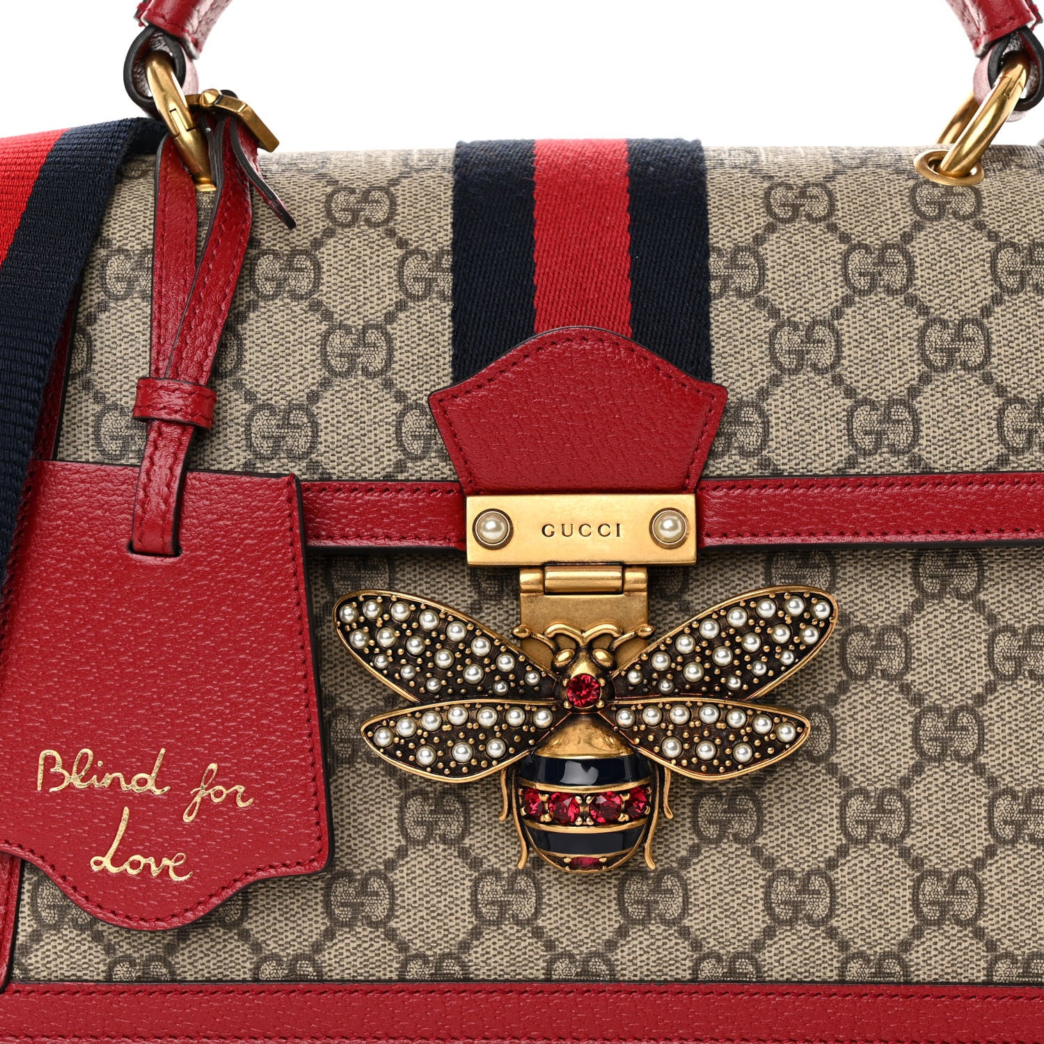 Gucci GG Supreme Monogram Small Queen Margaret Top Handle Bag Red 8 of 10