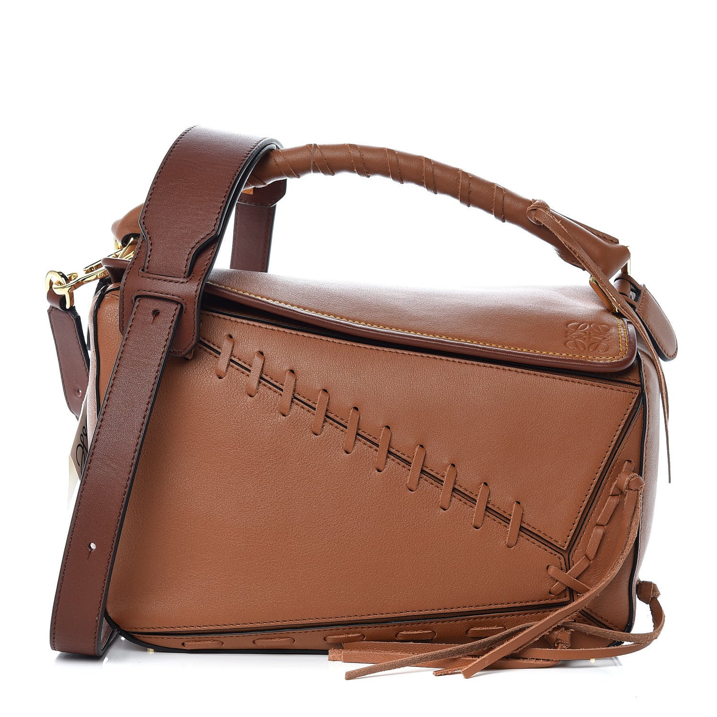 Calfskin Laced Puzzle Bag Tan