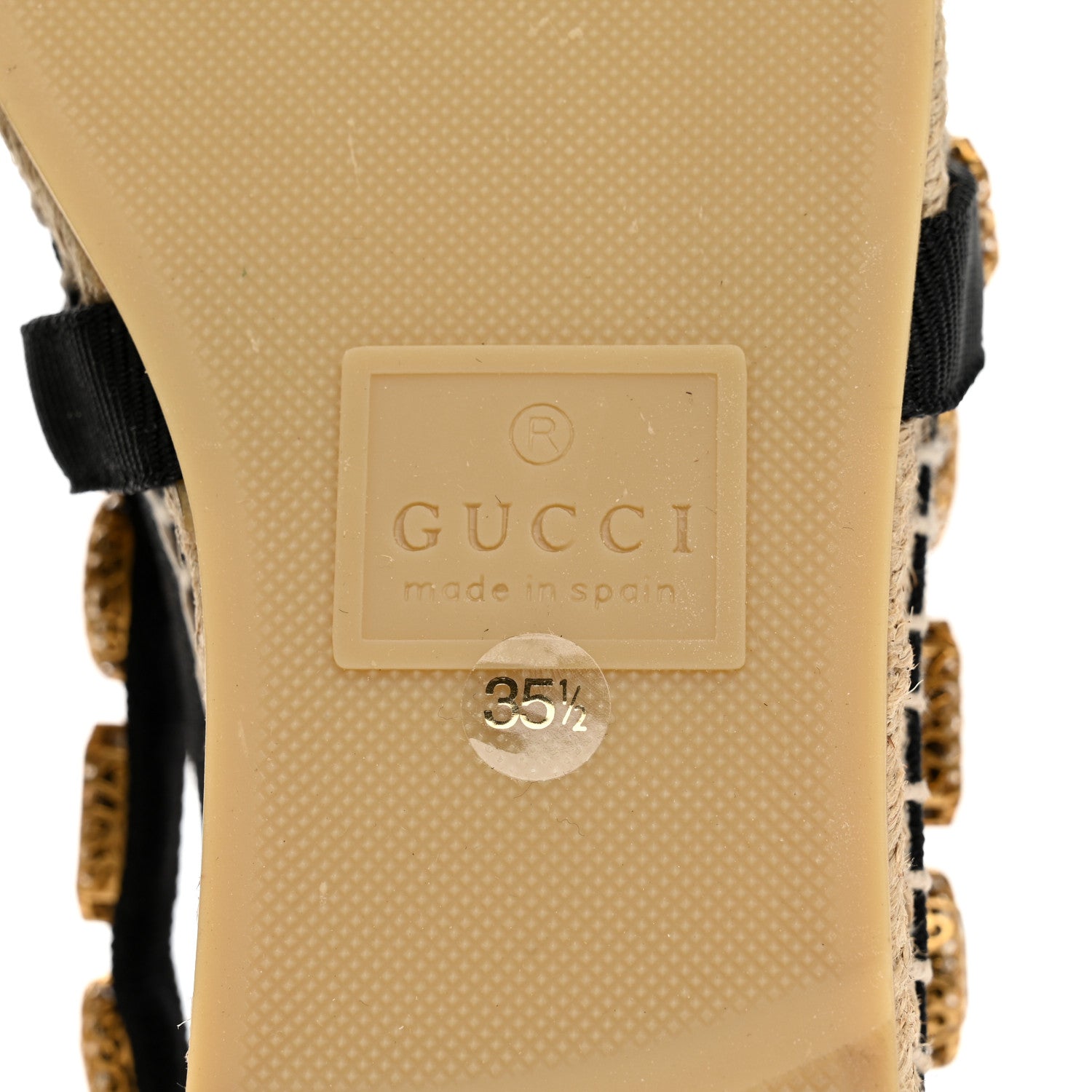 Gucci Canvas Crystal Embellished Espadrilles 35.5 Black 9 of 10