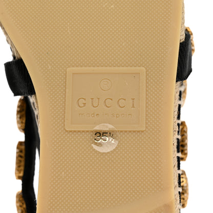 Gucci Canvas Crystal Embellished Espadrilles 35.5 Black 9 of 10