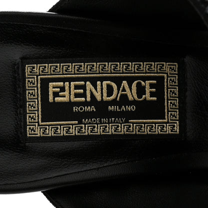Versace X FENDI Calfskin Crystal Fendace FF Medusa High Heel Mule Sandals 36 Black Multicolor 7 of 12