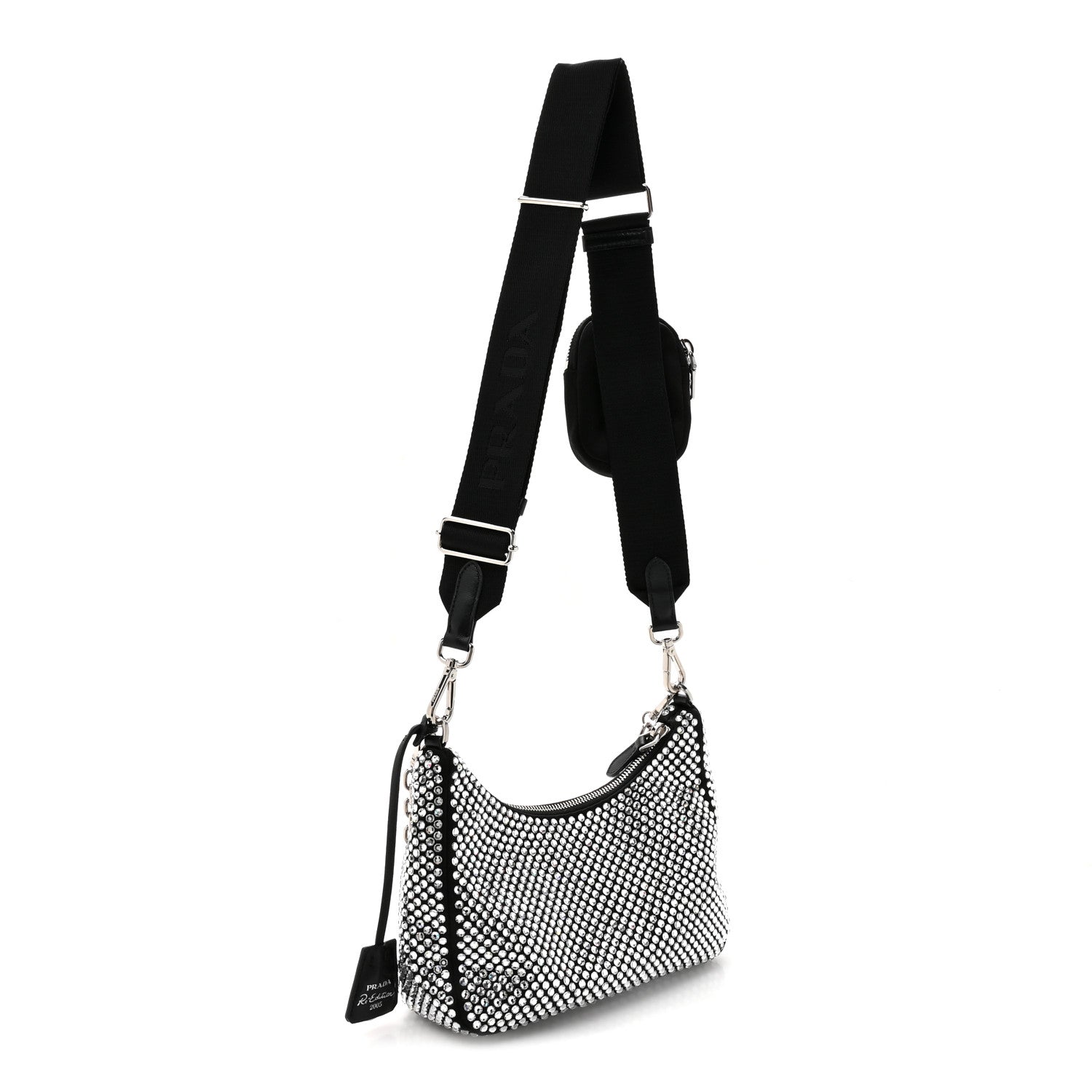 Prada Satin Crystal Re-Edition 2005 Shoulder Bag Cristal 3 of 9