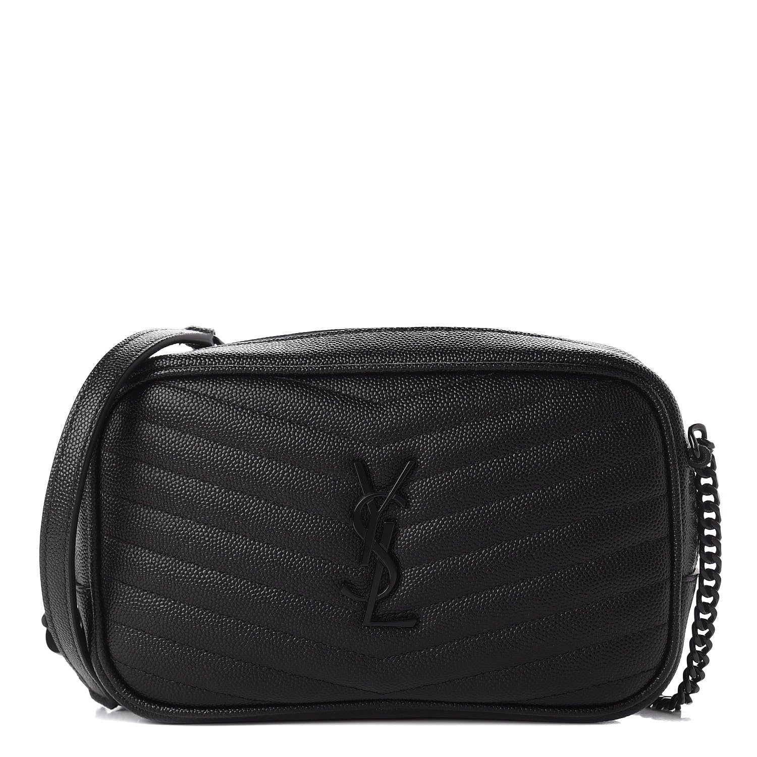 Saint Laurent Grain De Poudre Matelasse Monogram Mini Lou Camera Bag Black 1 of 12