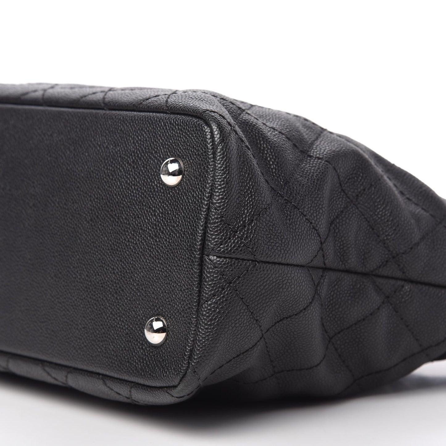 Grained Calfskin Quilted Small Daily Shopping Tote Black