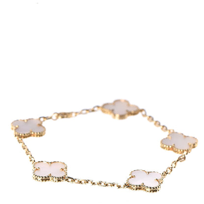 Van Cleef & Arpels 18K Yellow Gold Mother of Pearl 5 Motifs Vintage Alhambra Bracelet 1 of 5