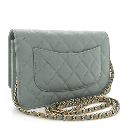 Chanel Caviar Quilted Wallet on Chain WOC Light Blue 3 of 10