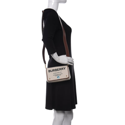 Burberry Cotton Canvas Horseferry Print Small Crossbody Bag White Tan 2 of 9