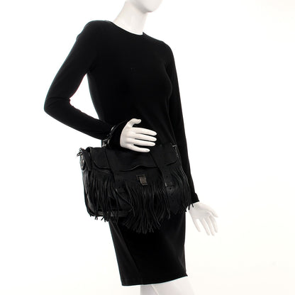 Proenza Schouler Lambskin Fringe Medium PS1 Satchel Black 3 of 9