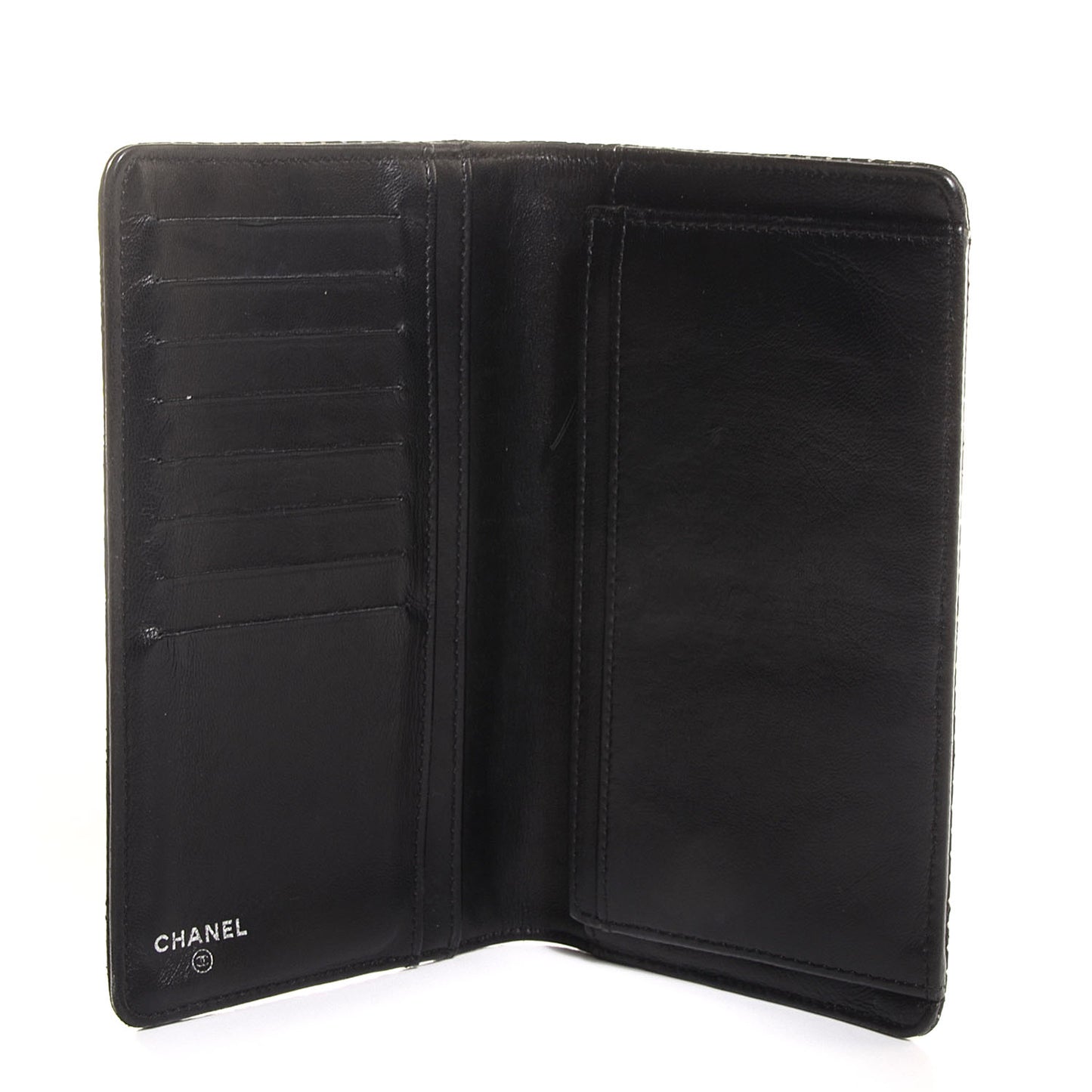 Lambskin Perforated Yen Wallet Black