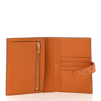 Hermes Ostrich Bearn Compact Wallet Orange 5 of 8