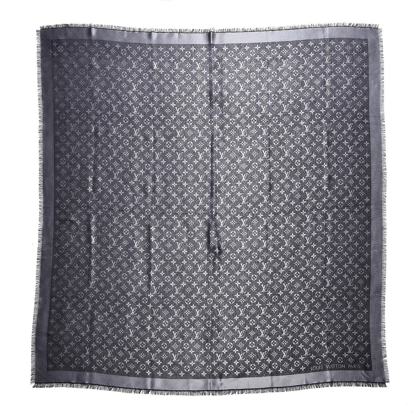 Silk Lurex Wool Monogram Shine Shawl Black