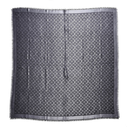 Louis Vuitton Silk Lurex Wool Monogram Shine Shawl Black 1 of 5