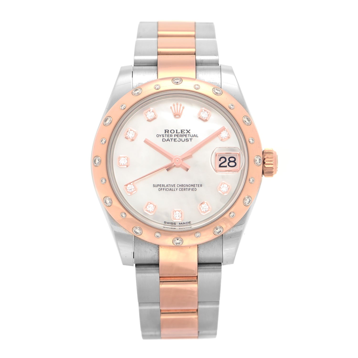 Rolex Stainless Steel 18K Everose Gold Diamond Mother of Pearl 31mm Oyster Perpetual DateJust Watch 178341 1 of 5