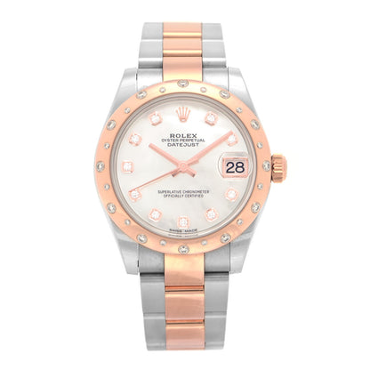 Rolex Stainless Steel 18K Everose Gold Diamond Mother of Pearl 31mm Oyster Perpetual DateJust Watch 178341 1 of 5